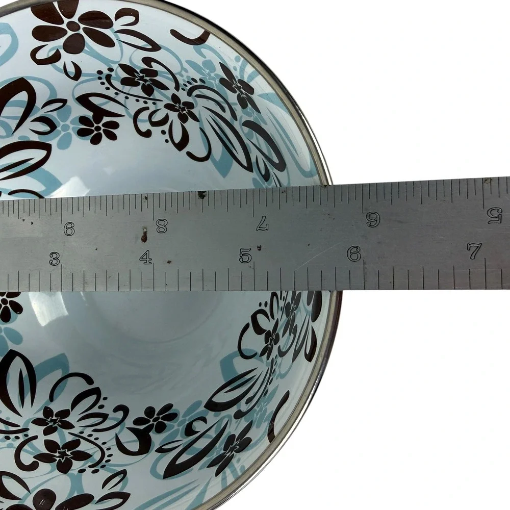 Disney Store Goofy‎ and Pluto Melamine Bowl White Floral Interior 6 Inch